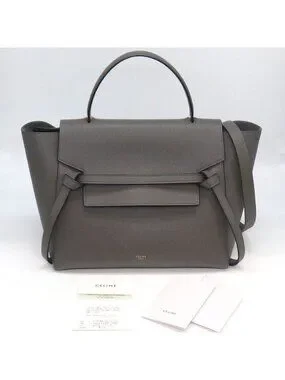 Celine | Bags | Celine Handle Shoulder Bag Mini Gray Calfskin Gold ...